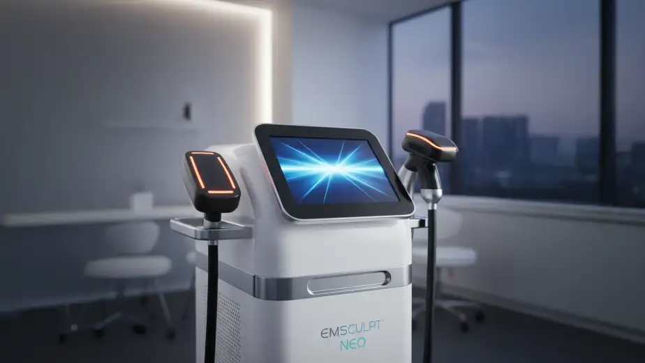 Emsculpt NEO machine using HIFEM technology for body sculpting.
