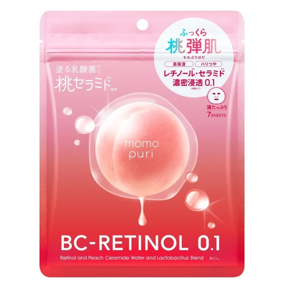 BCL Momopuri蜜桃乳酸菌視黃醇彈潤修護精華面膜 7片